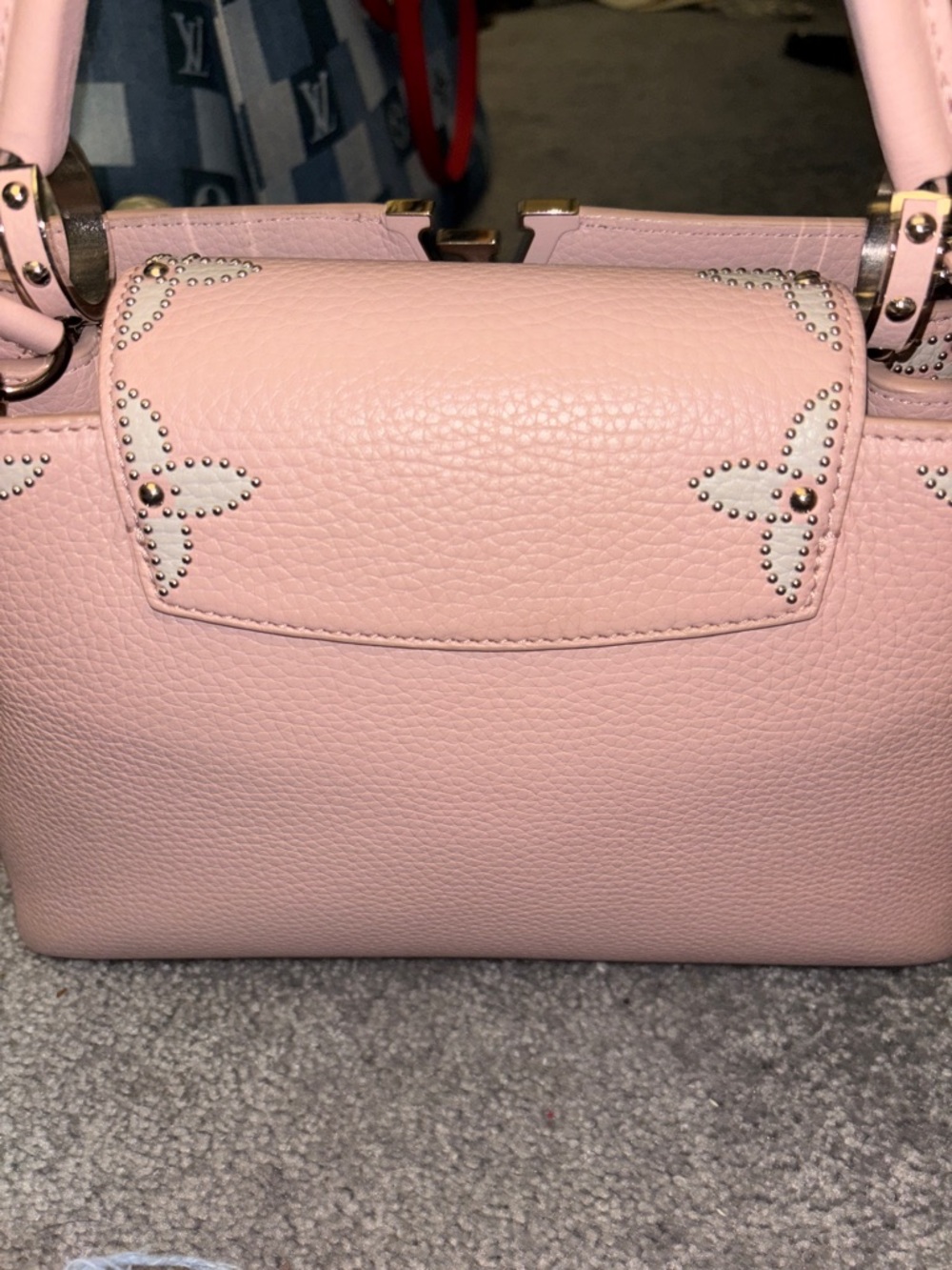 Louis Vuitton Pink Pebbled Leather Top-Handle Satchel with Stud Accents - Picture 3 of 13